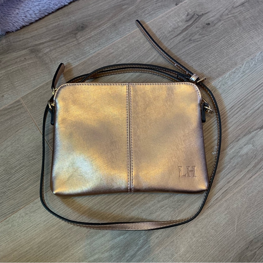 LH Rose Gold Metallic Crossbody Bag with Adjustable Strap